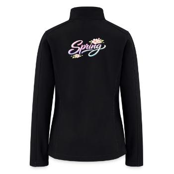 Spring Lettering with Flowers - Women’s Soft Shell Jacket - black - Back