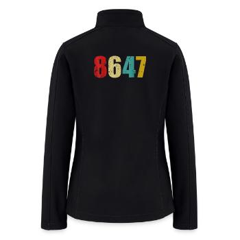 Distressed 8647 Multicolor Numerals - Women’s Soft Shell Jacket - black - Back