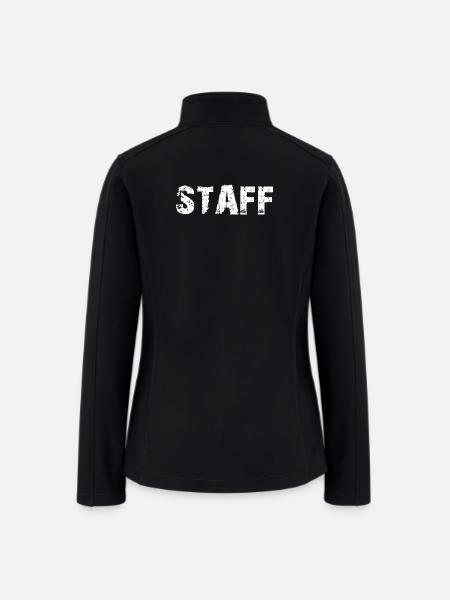 Distressed STAFF Stencil Design - Women’s Soft Shell Jacket - black