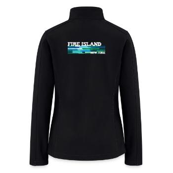 Fire Island groovy blues greens water taxi ferry  - Women’s Soft Shell Jacket - black - Back