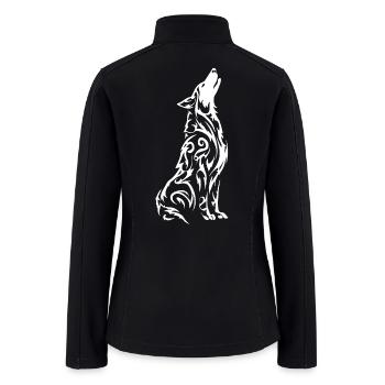 Howling Wolf Tribal Silhouette - Women’s Soft Shell Jacket - black - Back