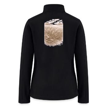 Wheat Field with Wildflowers – Monochrome Design - Women’s Soft Shell Jacket - black - Back