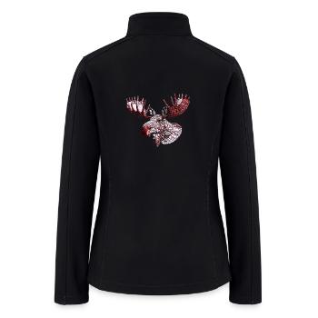 Crimson Antler Moose Pebble Art Illustration - Women’s Soft Shell Jacket - black - Back