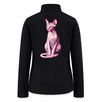 Cute Hairless Pink Sphynx Cat - Women’s Soft Shell Jacket - black - Back