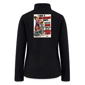 Funny Baseball Card Collector Millionaire Shirt - Women’s Soft Shell Jacket - black - Back