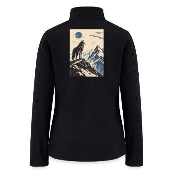 Moonlit Wolf on Alpine Cliffs - Women’s Soft Shell Jacket - black - Back