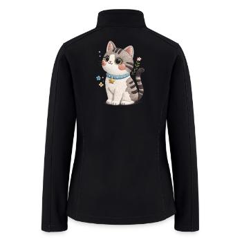Embroidered Cat with Blue Collar and Star - Women’s Soft Shell Jacket - black - Back