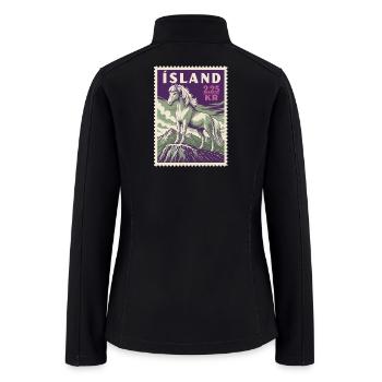 Vintage 1958 Icelandic Horse Postage Stamp Art - Women’s Soft Shell Jacket - black - Back