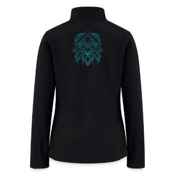 Azure Ornate Mandala Emblem - Women’s Soft Shell Jacket - black - Back