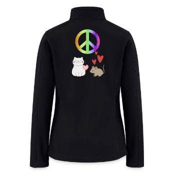 Peace symbol cat and mouse - Women’s Soft Shell Jacket - black - Back