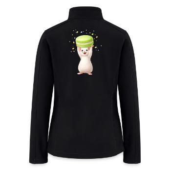 Cute mouse with a green macaron - Women’s Soft Shell Jacket - black - Back