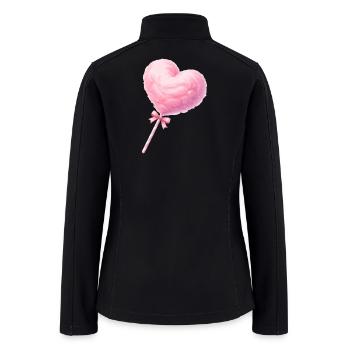Pink Cotton Candy Heart Illustration - Women’s Soft Shell Jacket - black - Back