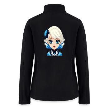 Pretty Blue Eyes Anime Doll illustration - Women’s Soft Shell Jacket - black - Back