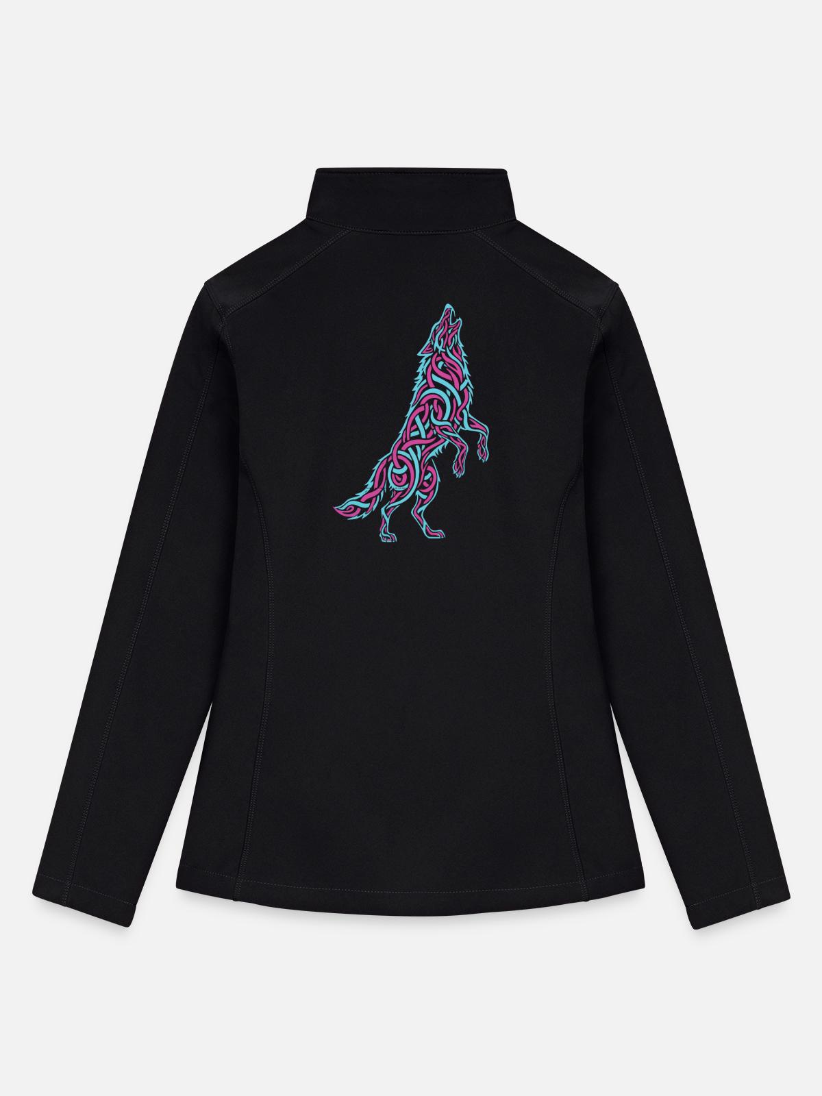Howling Wolf Calligraffiti - Women’s Soft Shell Jacket - black - Back
