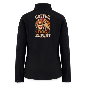 Coffee Dog Repeat Funny Coffee Lover - Women’s Soft Shell Jacket - black - Back