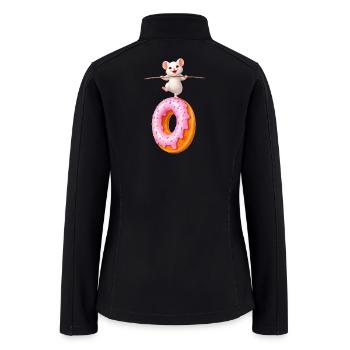 Mouse Balancing on a Donut – Cute Design - Women’s Soft Shell Jacket - black - Back