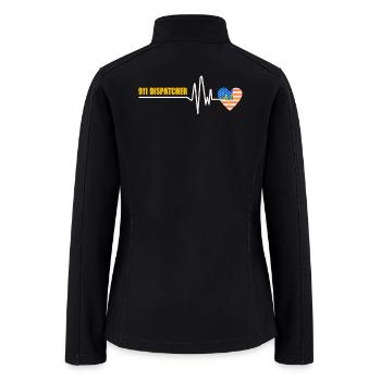 911 Dispatcher Heartbeat American Flag Design - Women’s Soft Shell Jacket - black - Back