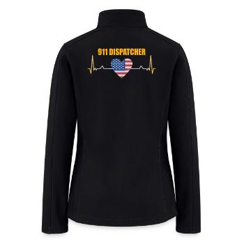 911 Dispatcher American Flag Heartbeat - Women’s Soft Shell Jacket - black - Back