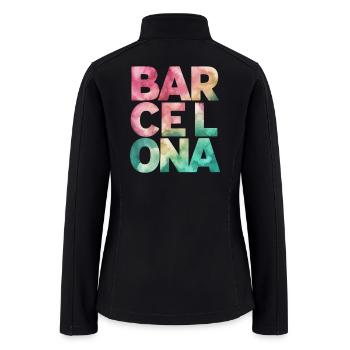 Barcelona Souvenir Colorful Watercolor Letters - Women’s Soft Shell Jacket - black - Back