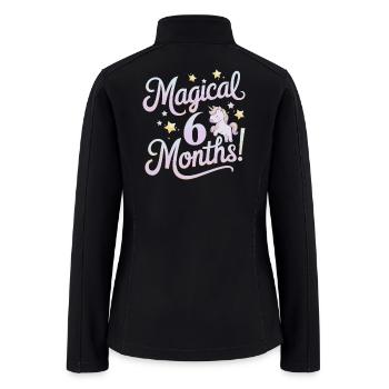 Magical 6 Months Half Year Birthday Unicorn - Women’s Soft Shell Jacket - black - Back