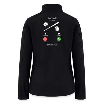 Softball Is Calling Funny Phone Screen Design - Women’s Soft Shell Jacket - black - Back