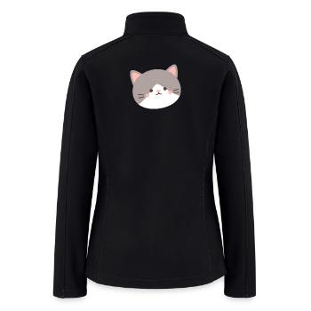 Cute Cat Face Illustration - Women’s Soft Shell Jacket - black - Back