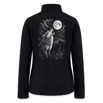 Moonlit Wolf Howl Sketch - Women’s Soft Shell Jacket - black - Back
