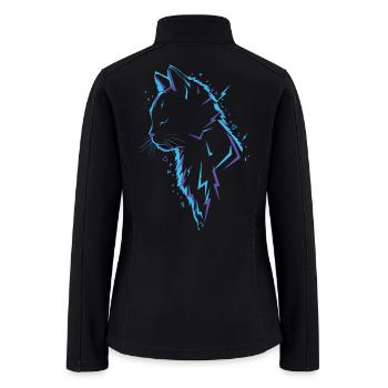Neon Cat Head Silhouette - Women’s Soft Shell Jacket - black - Back