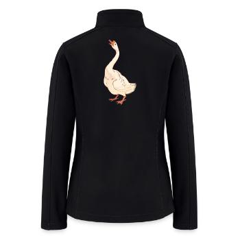 Open Beak goose Beige Duck watercolor Illustration - Women’s Soft Shell Jacket - black - Back