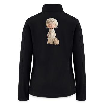 Whimsical Velvet Pom Pom Doll - Women’s Soft Shell Jacket - black - Back