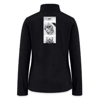 Intricate Mono Face with Floral Swirls - Women’s Soft Shell Jacket - black - Back