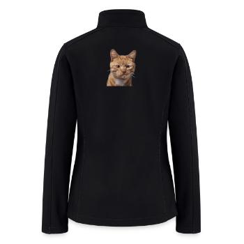 Ginger Cat Face Illustration - Women’s Soft Shell Jacket - black - Back