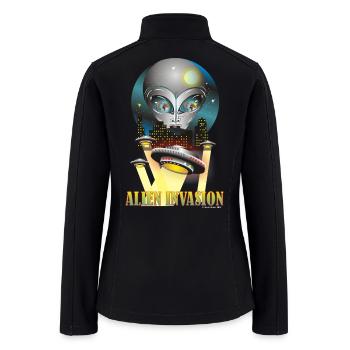 Galactic Alien Invasion T-Shirt Design - Women’s Soft Shell Jacket - black - Back