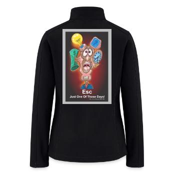 Multitasking Brain Stress Illustration - Women’s Soft Shell Jacket - black - Back