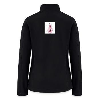 Pink Furtrim Coat with Black Panel Dress - Women’s Soft Shell Jacket - black - Back