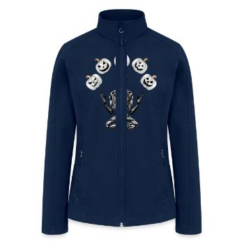 Alien Skeleton Juggling (Levitating) Moon Pumpkins - Women’s Soft Shell Jacket - navy - Front