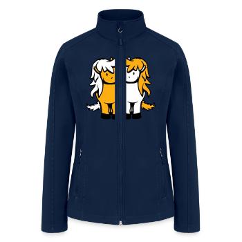 2 horses Team Pony Foal Couple Comic Friends Love - Women’s Soft Shell Jacket - navy - Front