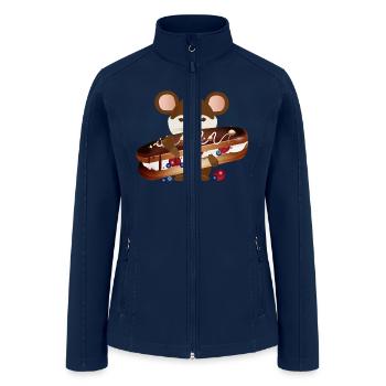 cute mouse with delicious chocolate eclair - Women’s Soft Shell Jacket - navy - Front