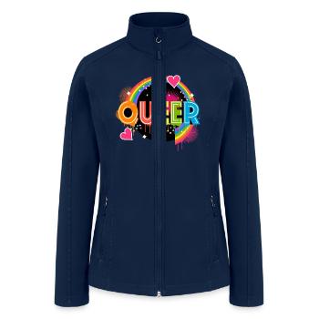 Queer Typo for Pride Month Equal Rights LGBTQ - Women’s Soft Shell Jacket - navy - Front