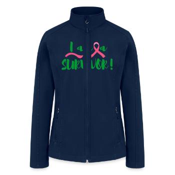 Cancer Survivor - Breast Cancer Awareness T-Shirt - Women’s Soft Shell Jacket - navy - Front