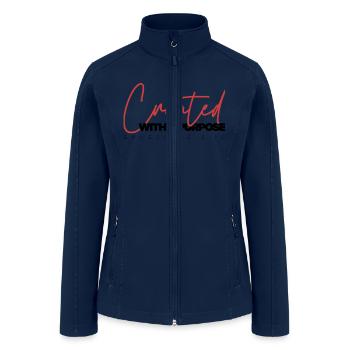 Created With A Purpose (Red) - Women’s Soft Shell Jacket - navy - Front