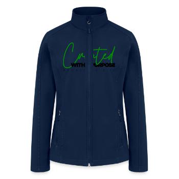 Created With A Purpose (Green) - Women’s Soft Shell Jacket - navy - Front