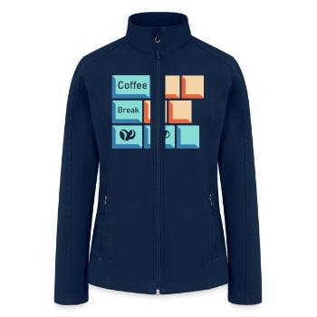 Coffee Break Keyboard Key Caffeine Lover Relatable - Women’s Soft Shell Jacket - navy - Front