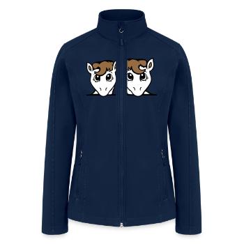 2 Cute Horses Sweet Pony Two friends Couple Team - Women’s Soft Shell Jacket - navy - Front