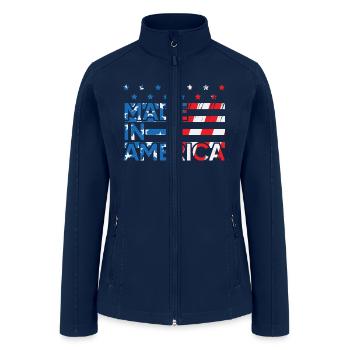 Made in America USA Flag 4th of July Cool Gifts - Women’s Soft Shell Jacket - navy - Front