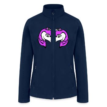 2 Unicorns Team Couple Horns Friends Greeting Cute - Women’s Soft Shell Jacket - navy - Front