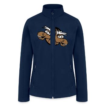 2 horses team laughter funny hole crazy friend fun - Women’s Soft Shell Jacket - navy - Front