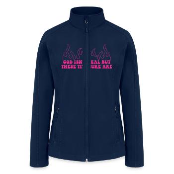 GOD ISN'T REAL BUT THESE TITS SURE ARE - Women’s Soft Shell Jacket - navy - Front