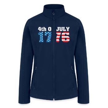 4th of July 1776 American USA Flag Patriotic Gifts - Women’s Soft Shell Jacket - navy - Front