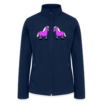2 Unicorns Team Couple Horns Friends Greeting Cute - Women’s Soft Shell Jacket - navy - Front